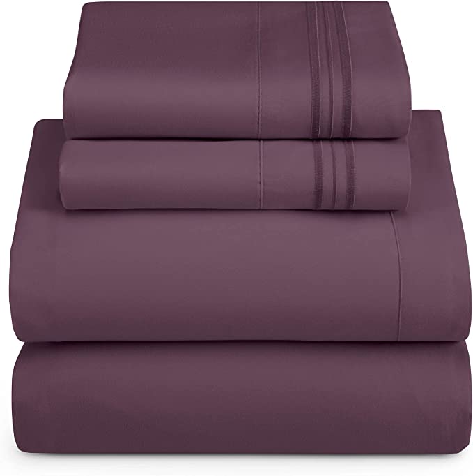 1800 Collection Microfiber Sheet Set Eggplant