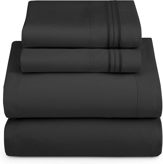 1800 Collection Microfiber Sheet Set Midnight Black