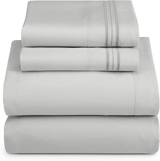 1800 Collection Microfiber Sheet Set         Silver