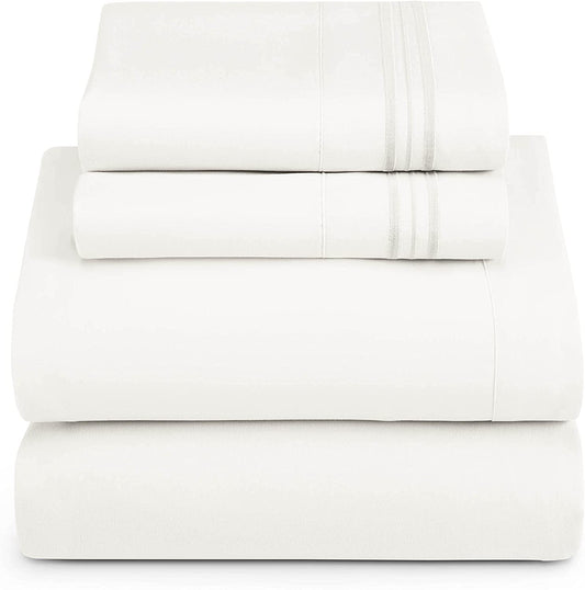 1800 Collection Microfiber Sheet Set  White